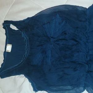 Blue sleeveless blouse